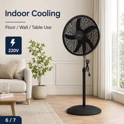 Bresht 3-in-1 Ventilator - 75W - Staand, Tafel- en Wandmodel - Drie instelbare snelheden - Zwart - Ø 50 cm - Tot 130 cm hoog — thumbnail 5
