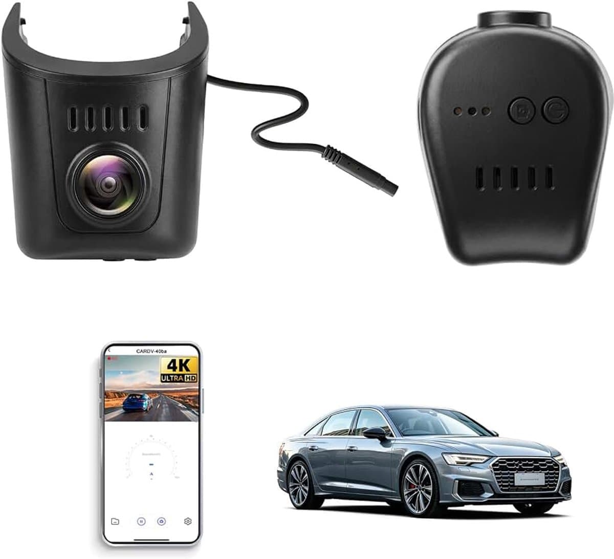 4K Dashcam Auto Geschikt voor Audi A1 A3 A4 A5 A6 A7 A8 e-tron Sportback GT Q2 Q3 Q5 Q7 Q8 TT R8 2019-2026, 4K WiFi-APP, OEM, 2160P UHD Video, G-Sensor, Nachtzicht, Plug & Play — afbeelding 1