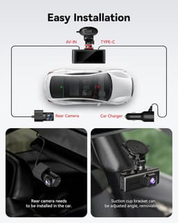 Dashcam Auto 4K Voor en Achter – Touchscreen, WiFi, GPS, Nachtzicht, 128GB Geheugenkaart, 170° Groothoek Camera — thumbnail 3
