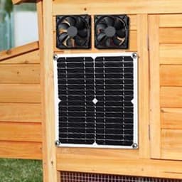 Ventilator - Afzuigventilator - Zonne-energie Ventilator - Ventilatie Voor Kassen - 12W Paneel - 2 Stuks - 280x280 mm - Waterdicht IP65 - Voor Kippenhok Schuur en Kas - Buitenlucht — thumbnail 2
