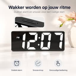 Digitale Wekker - Dubbel Alarm - LED-Display - Zwart — thumbnail 2