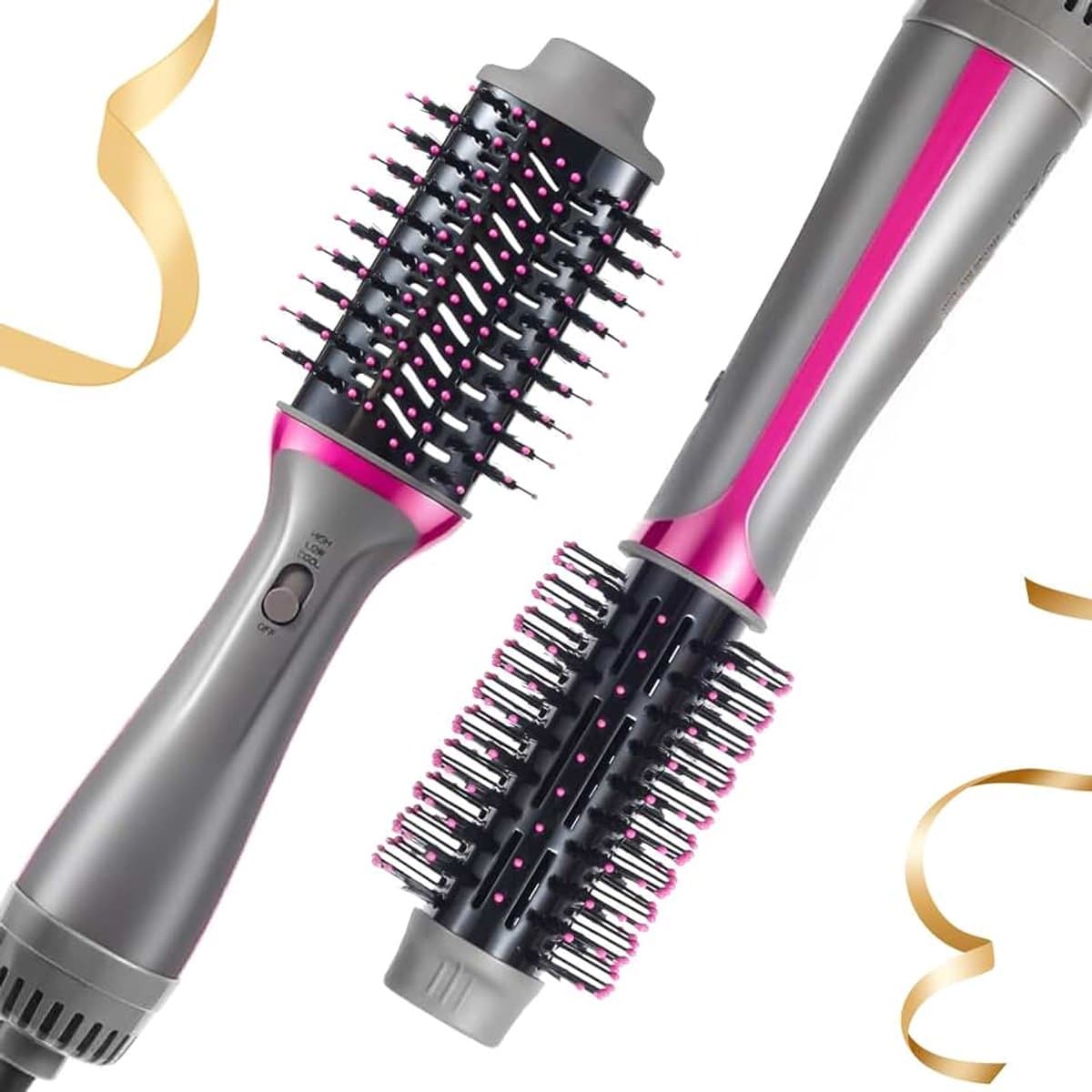 Haarborstel voor haardroger en volume, 1200 W styler met negatieve ionen, anti-kroes, cilinder van titanium keramiek, stijlborstel — afbeelding 1