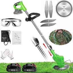 Elektrische Bosmaaier - Draadloze Grastrimmer - Tuinonderhoud - Verstelbaar Telescoop - 15 cm Snijdiameter - Groen — thumbnail 1