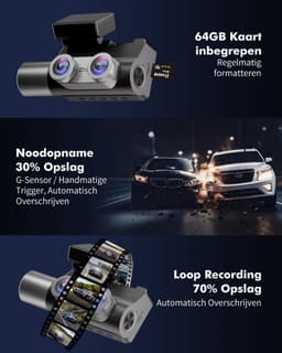 Dashcam Auto - Autocamera - Veilig Rijden - 3 Kanaals Opname - 4K UHD GPS - Zwart — thumbnail 2
