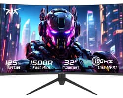 KTC H32S17 32" Gaming Monitor - Curved - QHD 2560×1440 - HVA - 180Hz - HDR10 - 1ms MPRT - Zwart