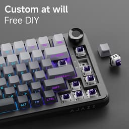 Ajazz AK820 MAX – Mechanisch Toetsenbord 75% RGB – Draadloos Tri-Mode Gaming Keyboard – Hot Swap – Compact QWERTY – 82 Keys – 8000mAh – Zwart/Grijs — thumbnail 5