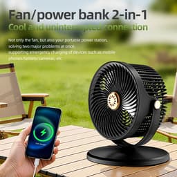 Intrekbare staande circulatieventilator op zonne-energie, USB voeding, krachtige luchtstroom, 3-in-1 multifunctioneel, voor thuisgebruik en buiten kamperen — thumbnail 2