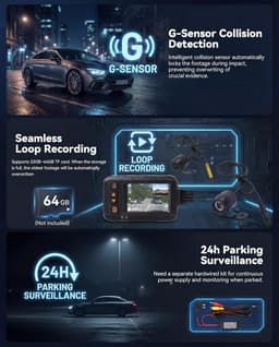 Dual Dashcam voor en achter - Waterdicht IP67 - HD-opname met G-sensor - Groothoeklens - Voor Motorsport en Recreatief Gebruik — thumbnail 4