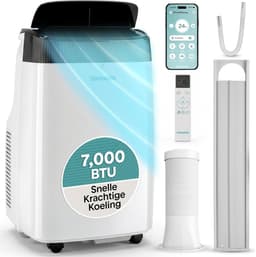 Mobiele airco 7000 BTU – Met WiFi en app – Ontvochtiger – Ventilator – Met raamkit — thumbnail 1