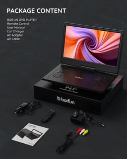 15,7 inch Draagbare dvd-speler met 14,1 inch HD draaibaar scherm, 6 uur oplaadbare batterij, ondersteuning voor Sync TV, USB, SD-kaart en meerdere schijfformaten, dubbele luidspreker — thumbnail 3