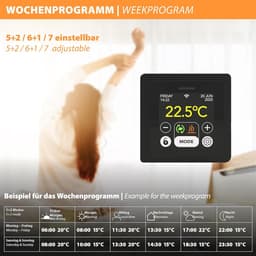 Slimme Thermostaat - Kamerregelaar Wifi - Verwarming Regelen - Met Vloersensor - 86 x 86 cm - Zwart — thumbnail 3