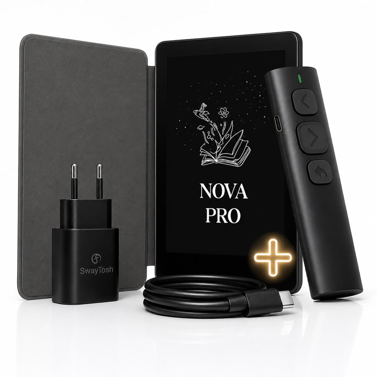 SwayTosh Comfort Bundel – E-Reader Nova Pro + Nova Remote – E-Reader met Bluetooth Afstandsbediening – Voor Storytel, Ebooks & Luisterboeken — afbeelding 1
