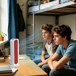Bladloze torenventilator - Torenventilator voor de slaapkamer - Draagbare oplaadbare ventilator - Drie windsnelheden - Persoonlijke koelventilator - Geschikt voor kantoren, woonkamers, slaapkamers, bureaus en nachtkastjes - Blauw - 77,4*314,1*82 mm — thumbnail 3