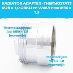 Radiator Adapters Set - Thermostaat Ventiel Adapters - Verwarming Instellen - M28x1.0 naar M30x1.5 - Set van 2 stuks - Metaal — thumbnail 5