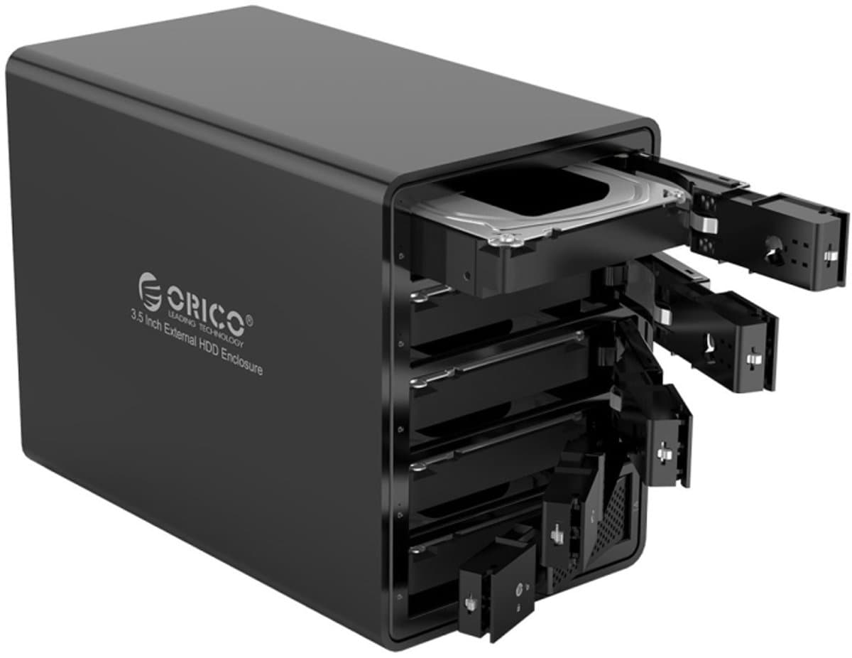 ORICO 9558U3 5-bay USB 3.0 Type-B Aluminium 3,5 inch SSD / SATA HDD Behuizing Opslag Harde Schijf Box voor Laptop Computer Desktop PC (Zwart) — afbeelding 1