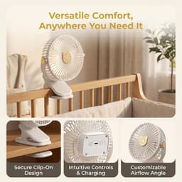 KZQ Oplaadbare Usb Ventilator – Stil, Compact, 4 Snelheden – Voor Camper, Tent, Auto, Slaapkamer, Kantoor, Binnen En Buiten – Cadeau Voor Dames En Heren — thumbnail 4