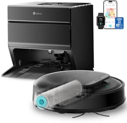Lefant M5 robotstofzuiger met dweilfunctie – Zuigkracht van 18.000 Pa – Dweilsysteem dat automatisch 8 mm omhoog komt – Verboden zones – Inclusief automatisch reinigingsstation – Bedienbaar via smartphone — thumbnail 1
