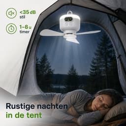 Lapamax Camping Plafondventilator met LED Lamp Ø27 cm – Oplaadbare 8000mAh Batterij – tent Ventilator met Afstandsbediening &Timer- 4 Snelheden& 3 Lichtstanden – ventilator camper Voor Tent, Camper, Caravan en Overkapping – Wit — thumbnail 5