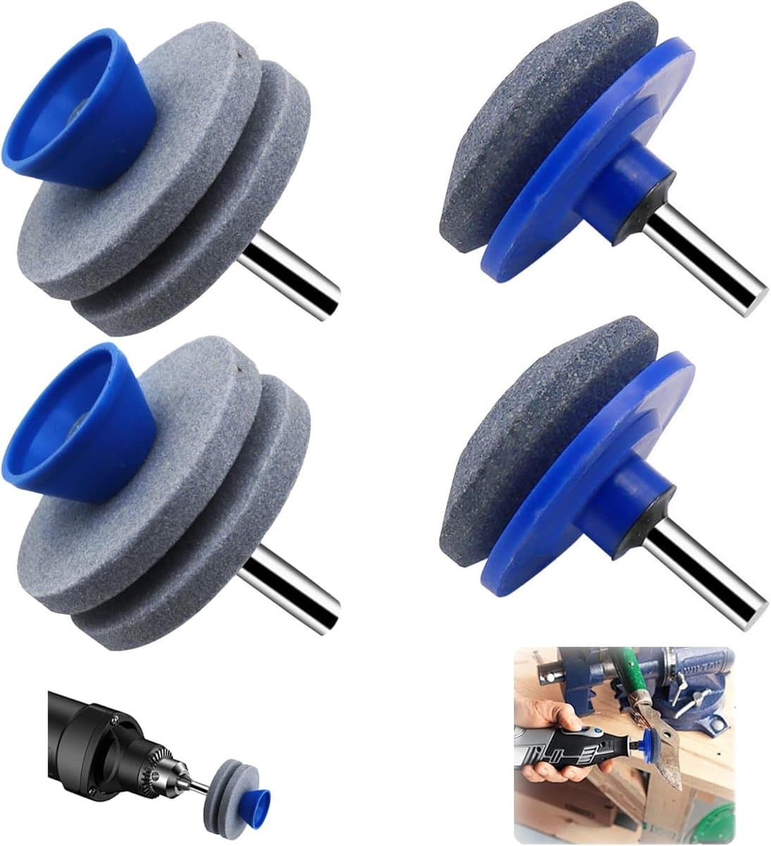 SnelShoppen - Maaier Mes Slijper Set, 4 Stuks (2 Enkele Laag + 2 Dubbele Laag), Grondige Slijper voor Grasmaaier Blades, Tuingereedschap, Herbruikbaar — afbeelding 1