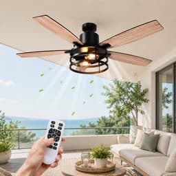 Lapamax Scandinavisch Walnoot Plafondventilator met Verlichting 132 cm – Ventilator Lamp met Afstandsbediening en Stille DC Motor – 6 Snelheden, Timer en Zomer/Winterfunctie – Voor Woonkamer, Slaapkamer,Eetkamer en Overdekt Terras — thumbnail 1