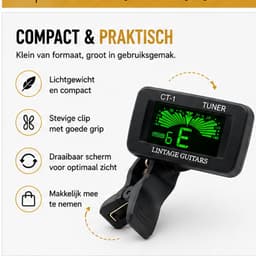 Lintage Guitars GT-01 Stemapparaat – Gitaar Stemmer Tuner – Chromatisch – Clip-On – Gitaar, Basgitaar, Viool & Ukulele – Inclusief Batterij & Plectrum — thumbnail 4