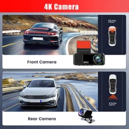 Dashcam auto camera 4K + 2K - dual display IPS 3 inch - met app en wifi - veilig autorijden - ShopVlot — thumbnail 5