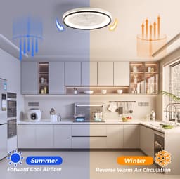 DESMIU Plafondventilator Met Verlichting 19 Inch - 6 Snelheden, Afstandsbediening En Dimbare RGB Verlichting - Voor Slaapkamer En Woonkamer - ABS - Wit — thumbnail 4