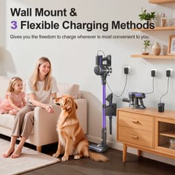 Paarse Snoerloze Steelstofzuiger 40 x 34 x 18 cm, 265 W, 26 kPa, 2 Zuigstanden, 5-Laags HEPA Filtersysteem, LED Vloerborstel, 45 min Gebruiksduur, Draadloze Stofzuiger voor Vloer, Tapijt en Auto — thumbnail 5