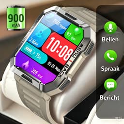 Blackview Outdoor Smartwatch W60 - Square Smart watch Heren- Robuust Smartwatches Dames - Sport Horloge - Zaklamp | Kompas | Gezondheidsmonitor | Bluetooth Bellen Hartslagmeter | Saturatiemeter - Geschikt voor Android en iOS - Khaki — thumbnail 2