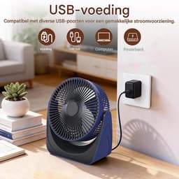 longziming -Draadloze USB Tafelventilator – 4000mAh Oplaadbare Mini Ventilator – 5 Snelheden – 360° Verstelbaar – Met Warm Nachtlampje voor Thuis, Kantoor en Camping — thumbnail 4