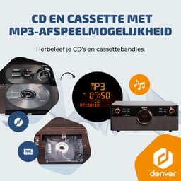 Denver Retro Platenspeler - DAB+/FM Radio - CD - Cassette - Bluetooth - Auto stop - MRD180 - Darkwood — thumbnail 3