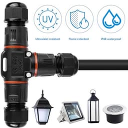 3-polige kabelconnector, waterdicht IP68, T-vormige kabelconnector, waterdicht, 3-polige aardkabel, aansluitmof voor kabeldiameter 3-12 mm, 2-voudige waterdichte aansluitdoos voor tuin en — thumbnail 4
