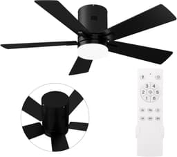 Plafondventilator met lamp - Diameter 106.6 cm - 6 snelheden & 3 kleuren - omkeerbare motor en stil - modern - Zwart — thumbnail 3