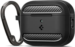 Spigen Hoesje Geschikt voor Apple AirPods Pro 3 (2025) - Rugged Armor Case - Karabijnhaak - Matte Zwart — thumbnail 1