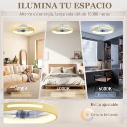 TEKROA® Plafondventilator met LED Verlichting 40W - 6 Snelheden -Stille DC Motor - Dimbaar - Afstandsbediening - Zomer & Winterstand — thumbnail 3