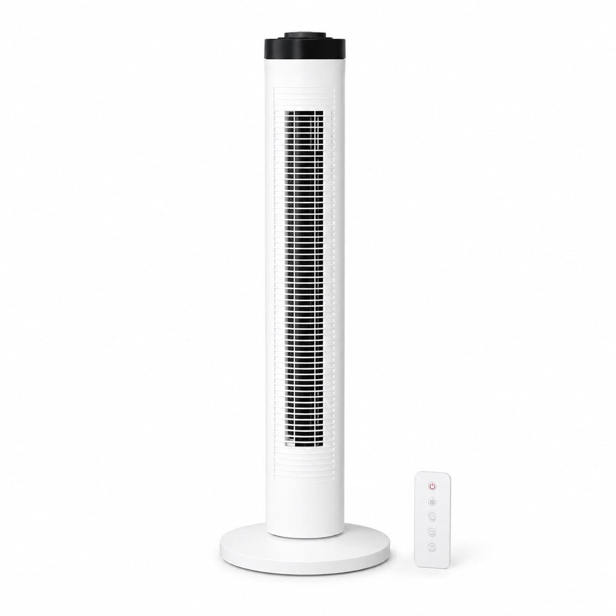 oROMI Torenventilator 81 cm – 45W – 3 Snelheden & 3 Windmodi – Met Afstandsbediening, Timer en Oscillatie – Witte Slimme Staande Ventilator — afbeelding 1