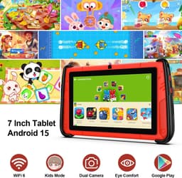 SnelShoppen - 7-inch Kindertablet voor Kinderen, Wifi-Tablet met 8GB RAM, Uitbreidbaar tot 512GB, Peuter Tablet-PC met Ouderlijk Toezicht en Sportwage — thumbnail 2
