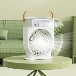Ventilator - Draagbare Koelventilator met Ijskoelsysteem - Vernevelingsventilator voor Thuis Kantoor en Buiten - 3 Windsnelheden en Verstelbare Hoogte - Stille Werking en Energiezuinig - Oplaadbaar via USB - Witte Kleur — thumbnail 2