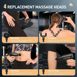 SnelShoppen - Elektrisch Massagepistool, Oplaadbaar Spiermassageapparaat met 4 Massagekoppen, 6 Snelheden voor Ontspanning, Herstel en Pijnverlichting — thumbnail 4