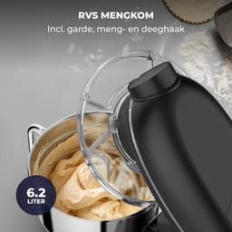 SnelShoppen - Keukenmachine 2000W - Keukenrobot Foodprocessor met 6,2L Mengkom - Inclusief Vleesmolen, Blender en Accessoires - Zwart — thumbnail 5