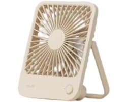 Stervia Bureauventilator - Mini Ventilator - Kleine Ventilator - Met Standaard - Beige - Vierkant - Met Standaard - Draagbaar - 16.5 x 13.4 cm