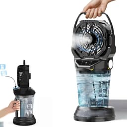 Velmio MistFan Pro - Vernevelaar - Mistventilator - Draagbare Ventilator - Water reservoir 2 L - Camping Ventilator - Multifunctioneel met Ledverlichting - Zwart — thumbnail 1
