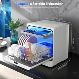 Draagbare Vaatwasser - Compacte Vaatwasser - Keuken Schoonmaken - Automatische Watervulling - 49 cm Hoogte - Wit — thumbnail 5