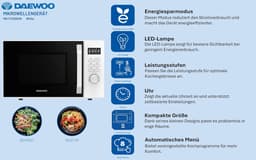 Magnetron - Oven Verwarming - Snel Eten Bereiden - 8 Automatische Programma's - 20 liter - Wit — thumbnail 3