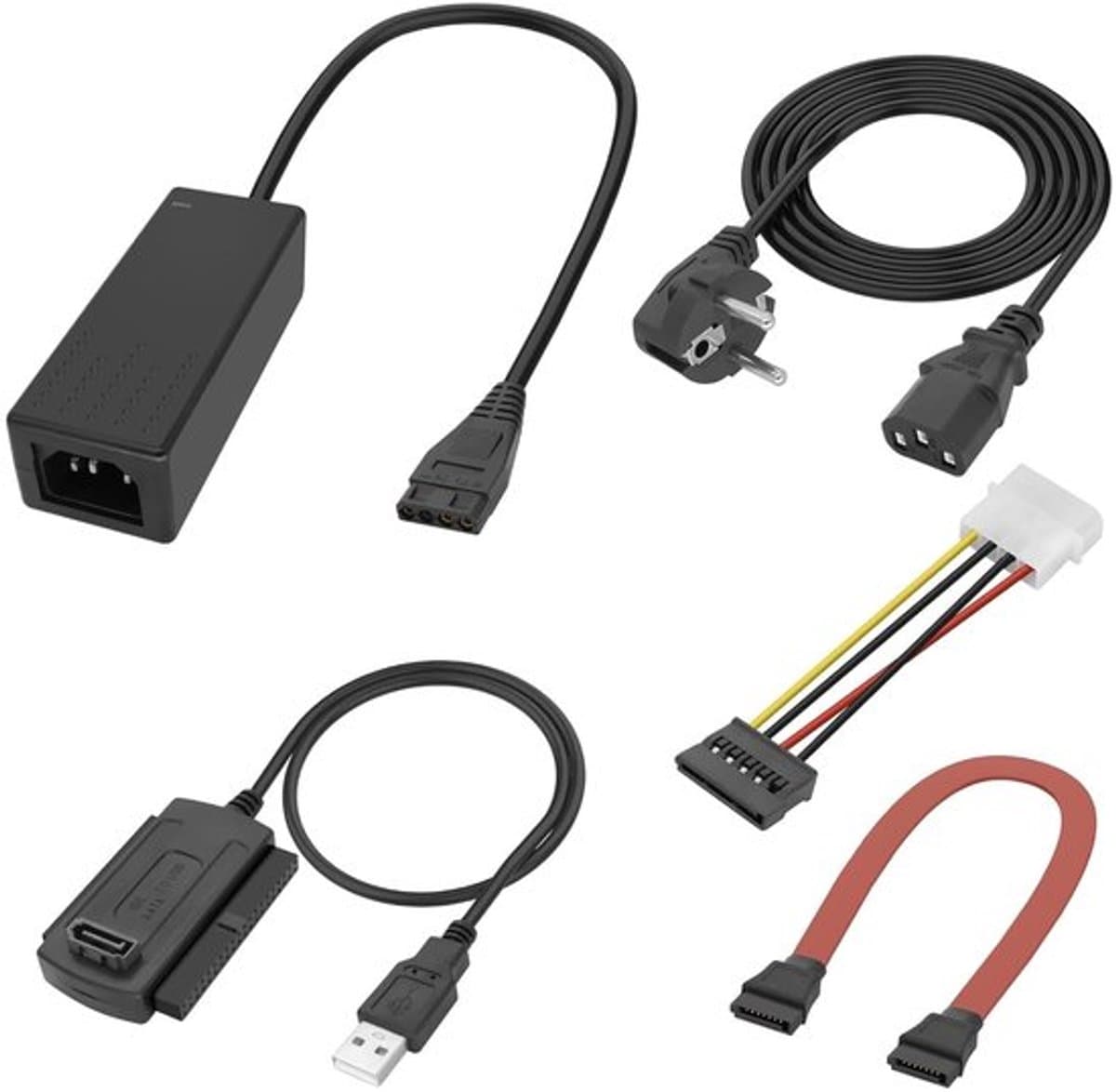SATA PATA IDE naar USB 2.0 Adapterkabel voor 2.5" en 3.5" Hard Drives en SSD's met Voedingskabel voor PC en Laptops — afbeelding 1