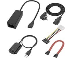SATA PATA IDE naar USB 2.0 Adapterkabel voor 2.5" en 3.5" Hard Drives en SSD's met Voedingskabel voor PC en Laptops