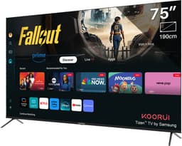 Koorui Tizen by Samsung Smart TV - QLED 4K Ultra HD - 75 inch/191 cm - Voice Controle - Streaming apps – AirPlay – Hotelmodus - HDMI x3, USB x2, CI+ - Tripple Tuner DVB-T/T2/S/S2/C - Frameless Design - Geassembleerd in Nederland - K75D5UQ-T8 — thumbnail 4
