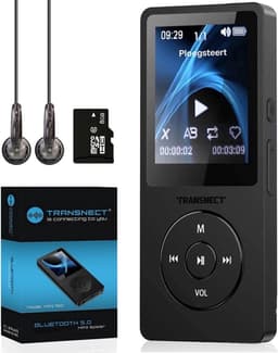 TRANSNECT® - MP3 Speler/MP4 - Bluetooth - met 8GB Geheugenkaart- Ondersteuning tot 128 GB - HiFi Oordopjes - Zwart — thumbnail 1