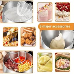 Standmixer Keuken - Keukenmachine Mixen - Bakken en Koken - 7 Snelheden Krachtig - 5 Liter Kom - Wit — thumbnail 5