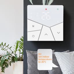 Slimme thermostaat - Vloerverwarming bediening - Energie besparen - App bediening - 86 x 86 mm - Wit — thumbnail 3